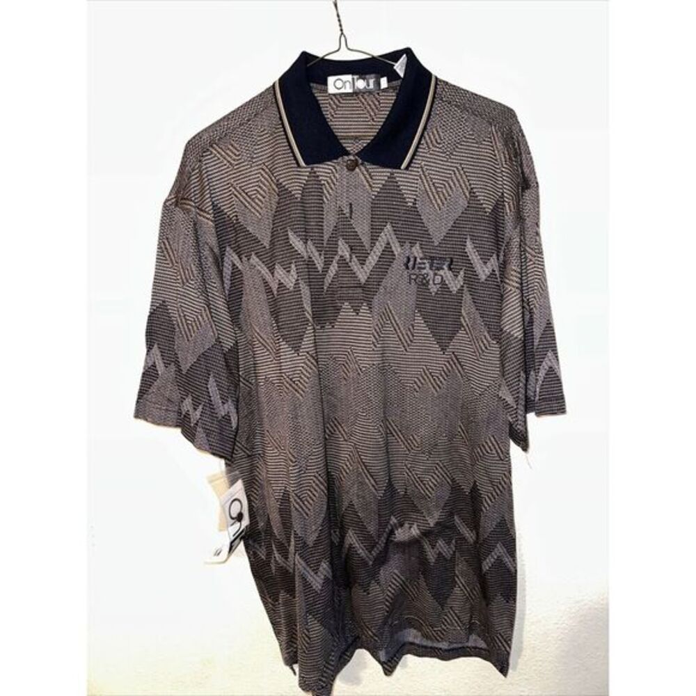 OnTour Green Cream Zig-Zag‎ Striped short Sleeved Polo